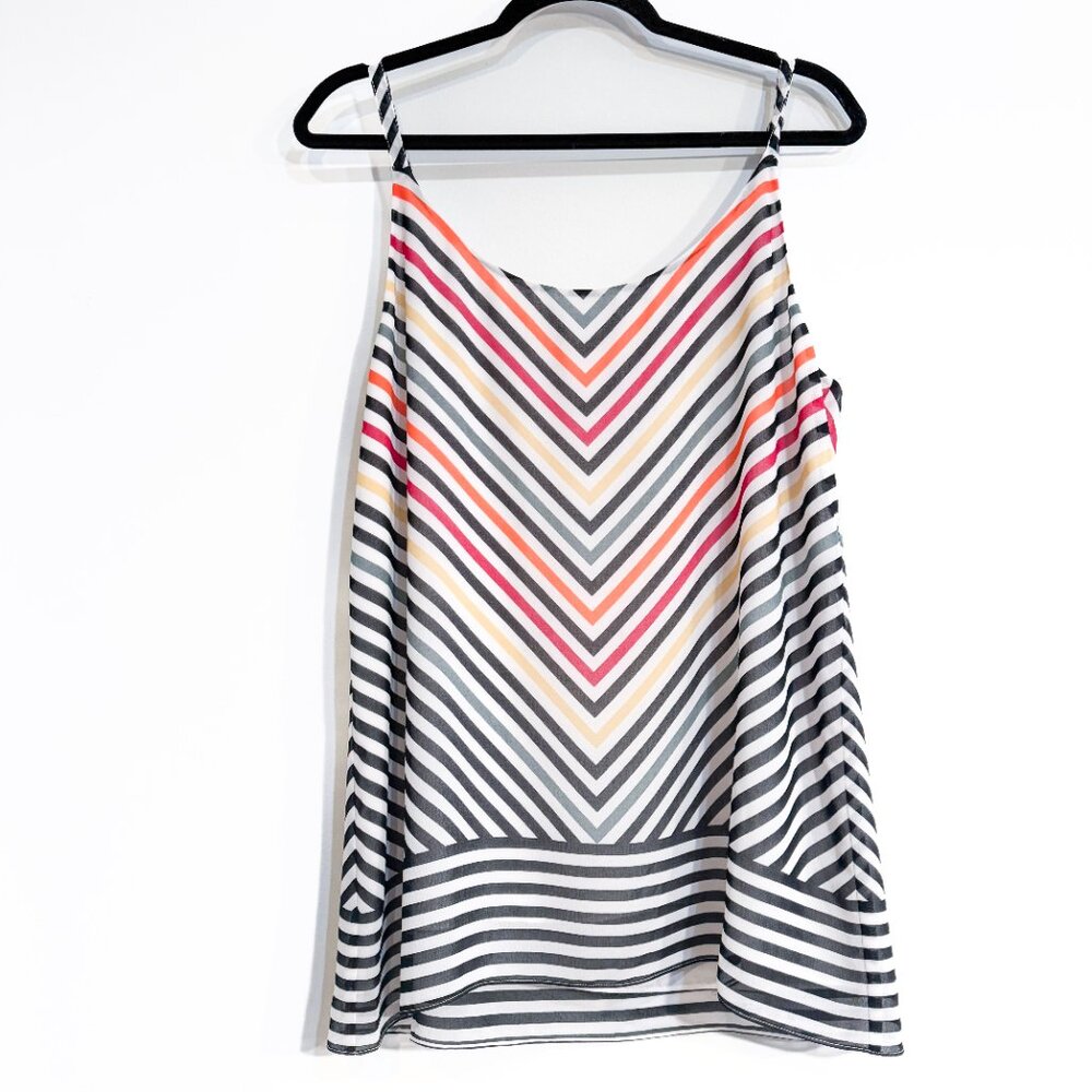 CAbi Chevron Striped Linea Cami Adjustable Tank Top Multi Color Women's Size‎ M